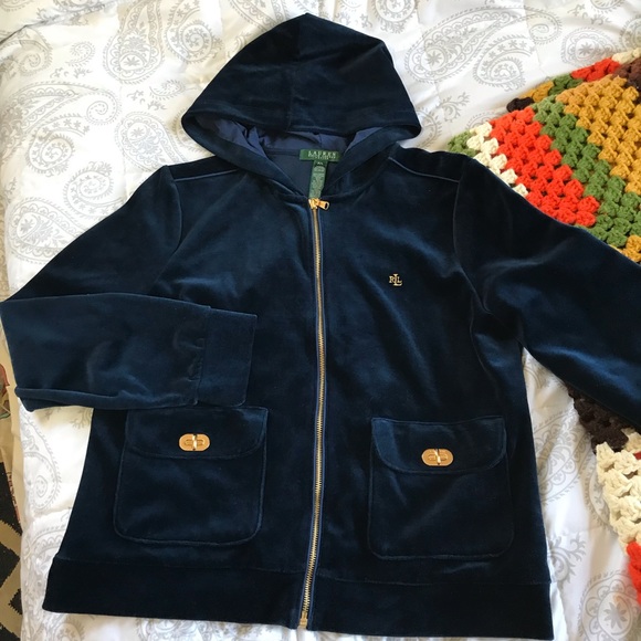 Lauren Ralph Lauren Sweaters - Lauren Ralph Lauren velvet gold zip up sweater